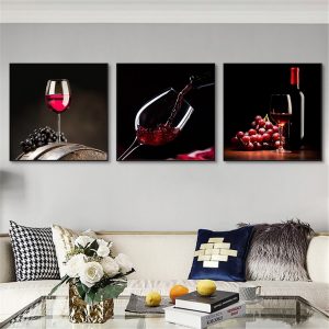 Wall Art Canvas Red Wine Posters and Prints Food Painting Kitchen Decor Home Office Decoration Wall Pictures for Living Room
