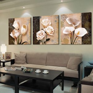 Wall Art Home Decor Framework Canvas Pictures 3 Pieces Abstract Tulip Flowers Paintings For Living Room HD Prints Posters