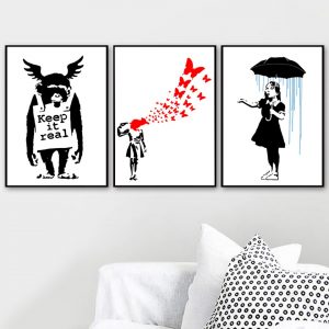 Wall Art Nordic Canvas Paintings Banksy Girl Anime Picture HD Prints Home Decor Modern Poster Minimalist For Living Room Modular