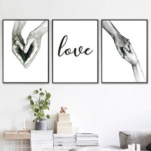 Wall Art Poster Nordic Canvas Painting Laminas Para Cuadros Posters and Prints Lienzo Decorativo Tableaux Hand Love