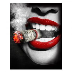 Wall Art Sexy Lips Woman with Cigarettes painting pictures canvas painting canvas art Living room Bedroom accessories decoracion