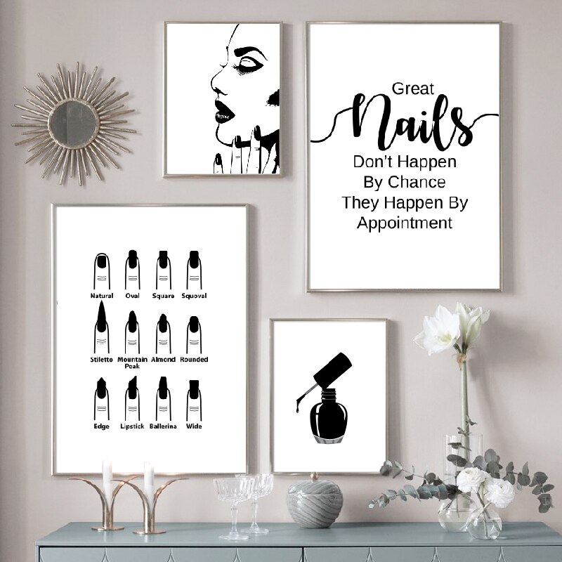 Nail Shape Poster, Print, Salon Wall Decor, Nail Shapes Sign, Nail