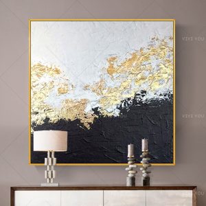 Wall Decorative Painting Handpainted Wall Art Canvas Painting Abstract Golden foil Pictures for Living Room No Frame