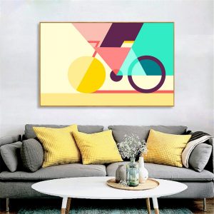 Wall Pictures for Living Room Abstract Canvas Art Geometric Bicycle Posters and Prints Geometry Creative Nordic Bike Cuadros