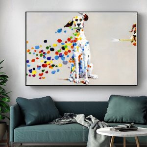 Wall Prints Decor Poster Art Animal Print Oil Painting Canvas Colorful Dog Picture for Living Room Home Decor No Frame