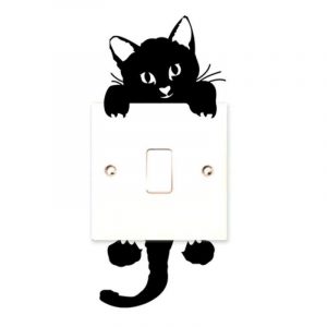 Wall Stickers Cute Black Cat Shape Baby Nursery Room Living Room PVC Durable Removable Waterproof Light Switch Decor Art Decals