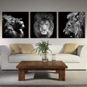 Wall art Picture Unframed Prints Modern Poster Black and White lion art print Canvas Animal Painting artwork for Living