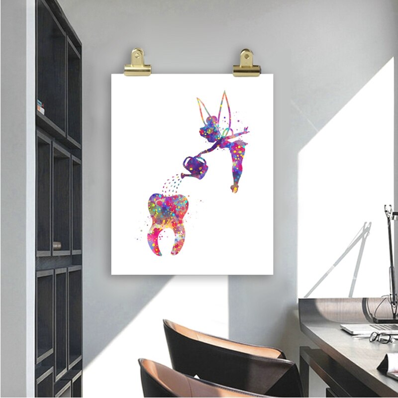 Watercolor-Art-Canvas-Painting-Prints-Poster-Tooth-Fairy-Watering-Can-Dental-Dentistry-Hygienist-Gift-Doctors-Office-2.jpg