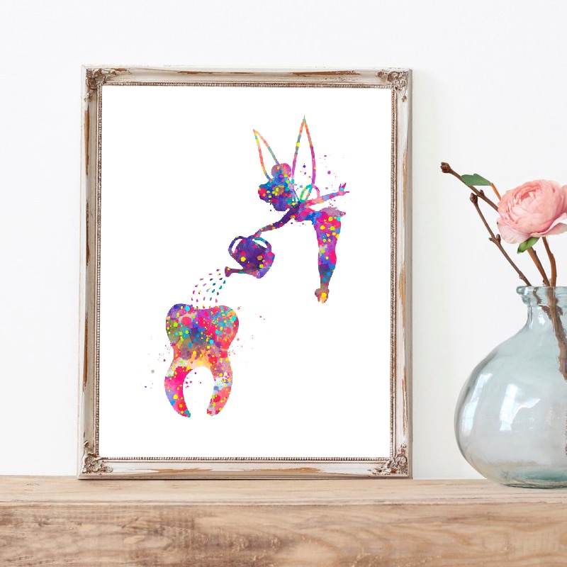 Watercolor-Art-Canvas-Painting-Prints-Poster-Tooth-Fairy-Watering-Can-Dental-Dentistry-Hygienist-Gift-Doctors-Office.jpg