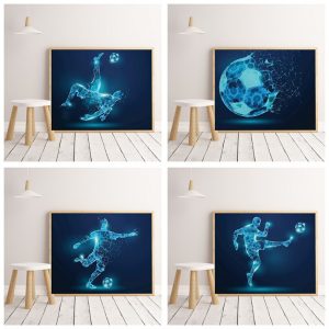 Watercolor geometric football art print wall children room decoration Painting Art Decor posters wall art canvas painting M223