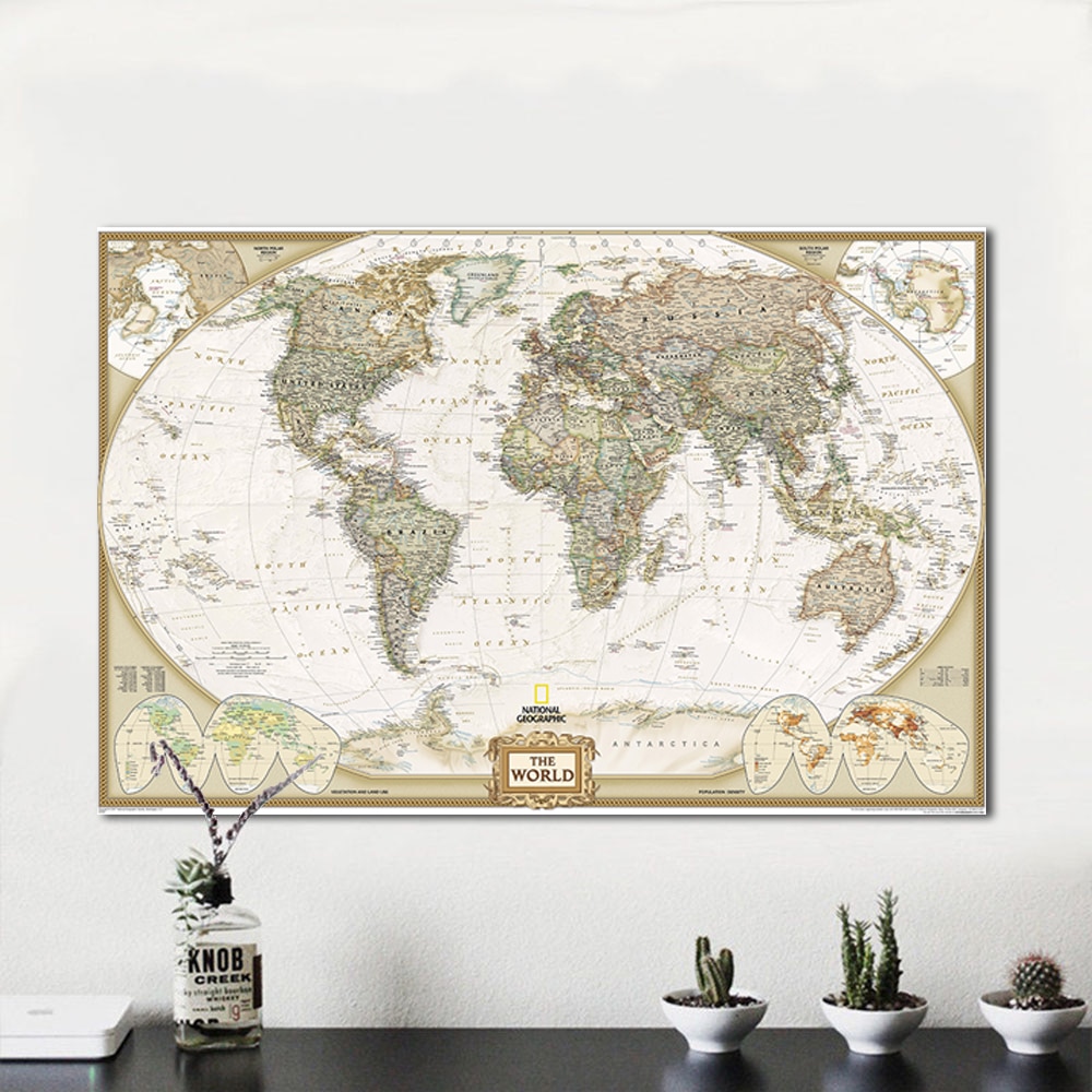 Paint Stencil Map of The World | Large Solid-Faced Canvas Wall Art Print | Great Big Canvas