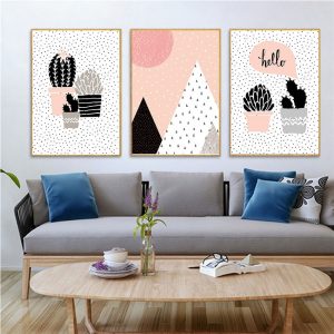 Geometric Element Oil Paintings Cactus Wall Art Posters Prints Canvas Printings Pictures for Living Room Home Decor