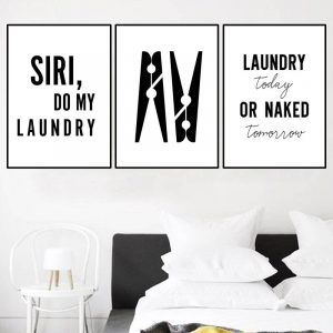 bathroom decoration quote art poster laundry room wall picture black white clip canvas painting home decor picture prints HD2820
