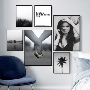 black white scenery canvas art poster quote prints painting landscape wall art picture modern girl art wall painting HD2847