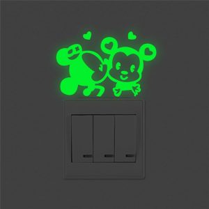 cartoon mickey minnie mouse luminous switch decals kids rooms decor glow in the dark wall stickers fluorescent vinyl mural art