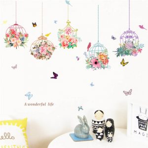 colorful garden plants flower wall stickers for kids rooms home decor 3d vivid wall decals pvc mural art diy posters decorations