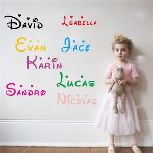 personalized custom name wall sticker vinyl girls boys bedroom wall decal  kids room removable wall art mural JH179
