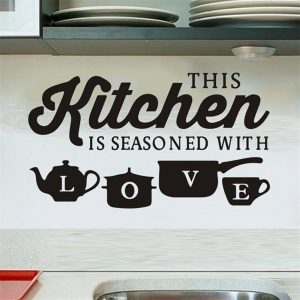 this kitchen is seasoned with love quotes wall stickers for restaurant home decoration removable decals art diy vinyl room decor