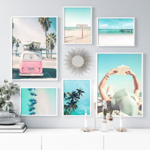 Beach Car Boat Bridge Wall Art Canvas Painting Nordic Posters And Prints Wall Pictures For Living Room Scandinavian Home Decor