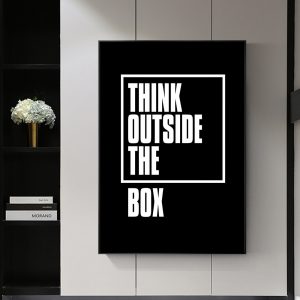 Modern Print Think Outside The Box Letter Canvas Painting Inspirational Motivational Home Decor Wall Art Black Typography Poster