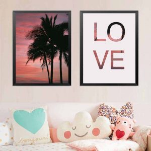 Modern Sunset Romantic And Beautiful Love Words Printed Canvas Painting Living Room Wall Art Landscape Pictures No Frames