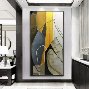 Abstract canvas painting Wall art wall pictures for living room Home decoration painting yellow acrylic art texture