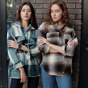 Plaid women oversize woolen shirts 2020 fashion ladies soft thick shirt party female elegant loose tops vintage girls chic shirt