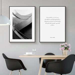 Black White Retro Building Wall Art Canvas Painting Quotes Vintage Posters and Prints Wall Pictures for Living Room Home Decor
