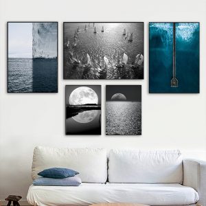 Blue sky Forest and Mountain Canvas Painting Landscape Wall Art Nordic Poster And Print For Living Room Home Decoration Unframed