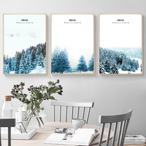 Forest Landscape Wall Art Canvas Painting Posters and Prints Nordic Winter Decoration Home Wall Pictures for Living Room Decor