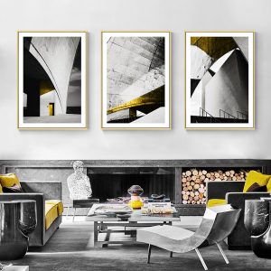 Geometric Building Vintage Poster Black and White wall art canvas painting print Wall pictures for living room home art decor