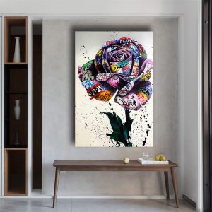 Graffiti Art Rose Flowers Canvas Painting Posters and Prints Wall Art Prints Street Art of Love Nordic Art for Living Room Home