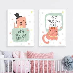 Lovely Cats Picture Wall Art Canvas Painting Posters and Prints Decorative Wall Pictures Decor for Kids Baby Room Living Room