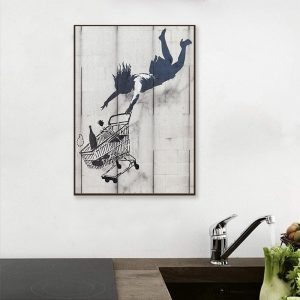 Modern Fashion Canvas Painting Shopping Cart and Girl Picture Wall Art Posters and Printing Scandinan for Living Room Decoration