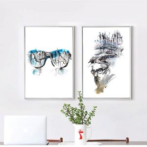 Modern Glasses Man Wall Art Canvas Painting Abstract Art Poster and Print Wall Picture Decoration for Living Room Home Decor