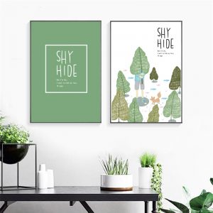 Modern Minimalist Green Plant Leaf Wall Canvas Art Painting Nordic Poster print Quotes Wall Picture for Living Room Home Decor