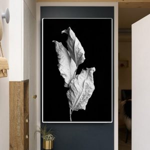 Nordic Flower Canvas Painting Leaves Black And White Landscape Poster Wall Picture For Living Room Home Decoration Unstretched