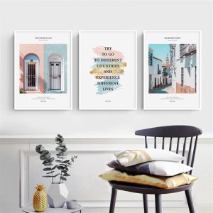 Nordic decoration Home Town Landscape Wall Art Canvas Painting Quotes Posters and Prints Wall Pictures Decor for Living Room