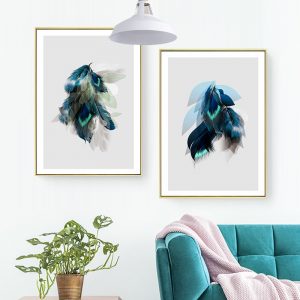 Nordic style Abstract Feather Canvas Painting Modern Minimalist Wall Art Poster Print Decorative Picture for Living Room Bedroom