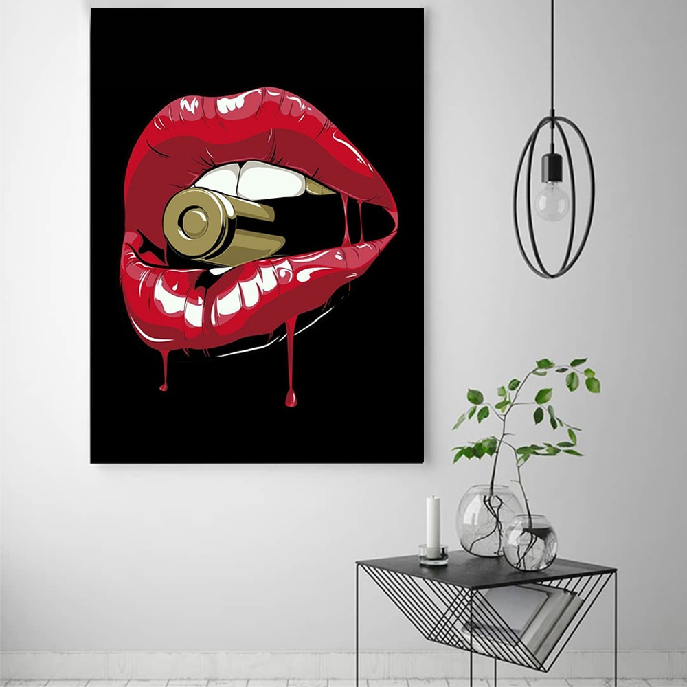 Red-Lips-With-Bullets-on-Black-Background-Canvas-Painting-Figure-Abstract-Poster-and-Printing-Picture-For-5.jpg