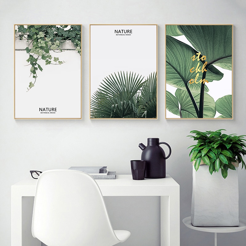 Modern Nordic Style Green Plant Art Poster Wall Picture Home Landscape Decor
