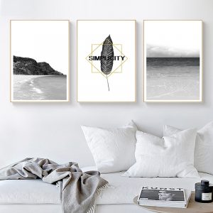 Sea Landscape Wall Art Canvas Painting Seascape Nordic Home Decor Black White Posters and Prints Wall Pictures for Living Room