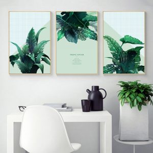 Tropical Green Plant Leaves Canvas Painting Nordic Poster Wall Art Print Decorative Pictures for Living Room Modern Home Decor