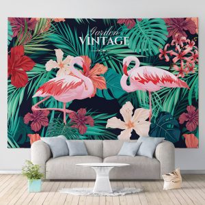 Tropical Palm Tree Leaves Tapestry Wall Hanging Seaside Sunset Landscape Tapestries Yoga Beach Towel/Mat Bohemian Decor for Home No19