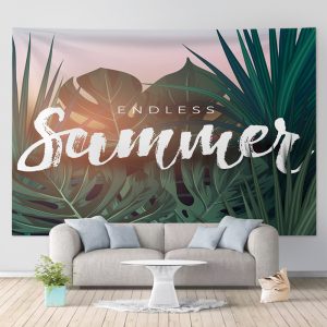 Tropical Palm Tree Leaves Tapestry Wall Hanging Seaside Sunset Landscape Tapestries Yoga Beach Towel/Mat Bohemian Decor for Home No13
