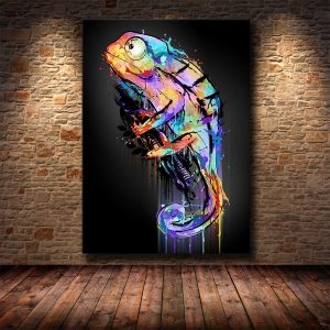 Abstract Animal Canvas Painting Chameleon Wall Art Home Decor Posters and Prints Modern Living room Artwork Picture