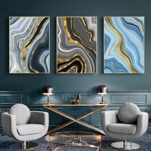 Contemporary Art Golden Color Lines Abstract Painting Canvas Poster and Print Nordic Decoration Wall Art Picutre Home Decor