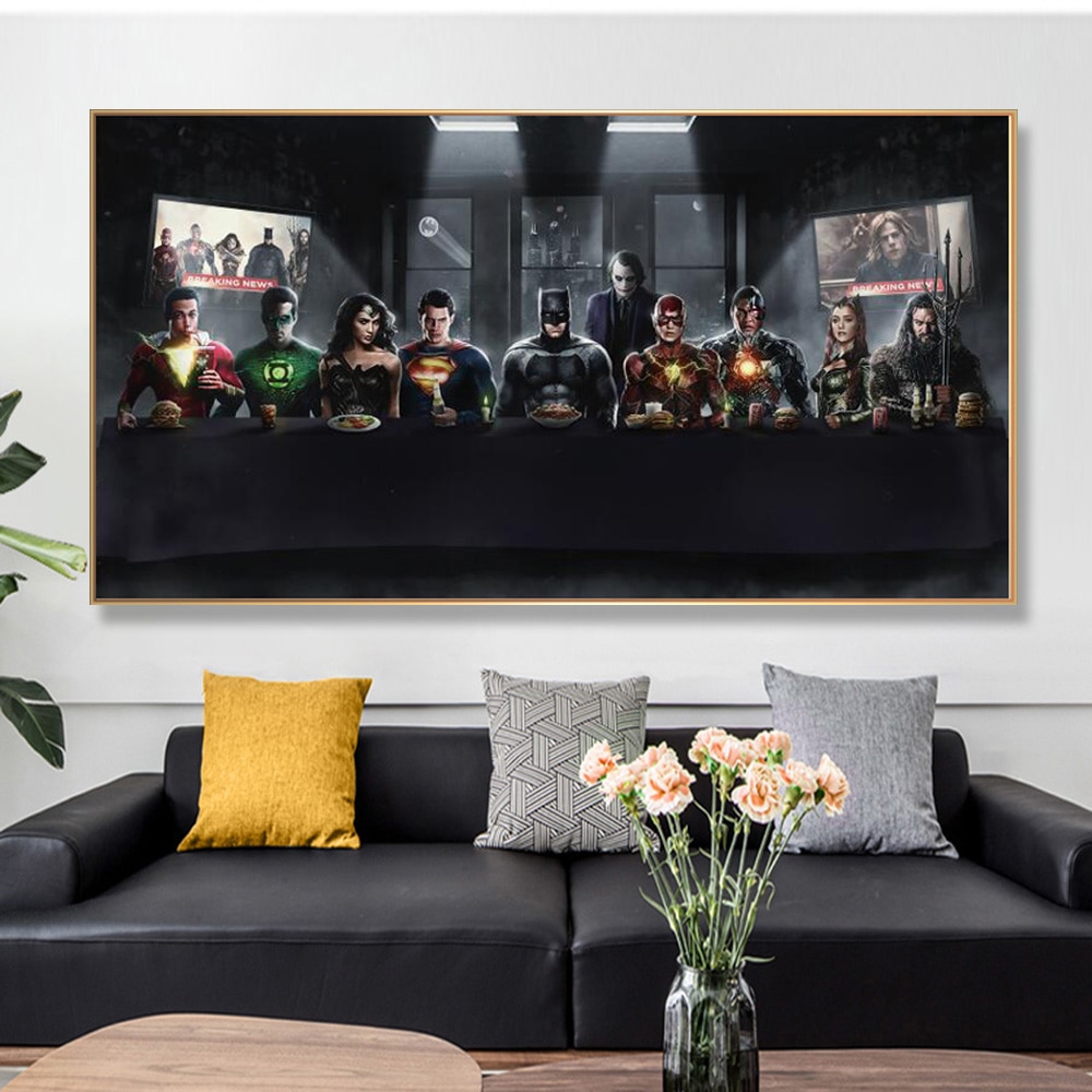 Justice-League-Superheroes-Have-Dinner-Together-Poster-And-Prints-Comics-Picture-Canvas-Wall-Art-Superman-Batman-1.jpg