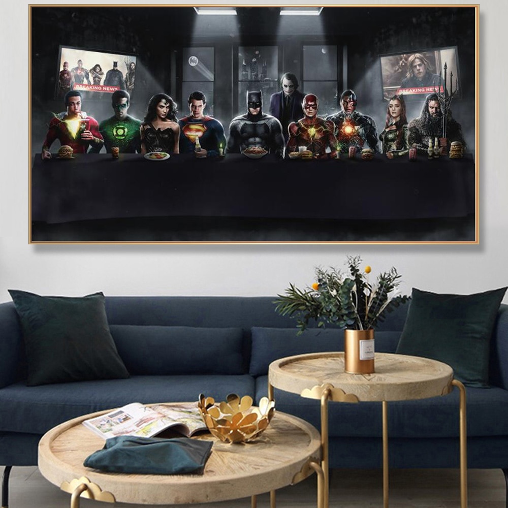 Justice-League-Superheroes-Have-Dinner-Together-Poster-And-Prints-Comics-Picture-Canvas-Wall-Art-Superman-Batman-2.jpg