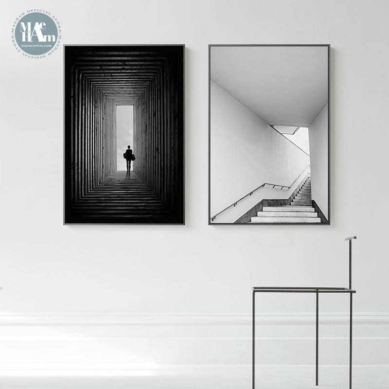 Nordic-Black-and-white-building-staircase-wall-art-Canvas-Painting-posters-Prints-wall-Picture-for-Living-1.jpg